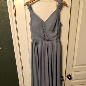 Floor-length Blue Formal Bridesmaid Dress